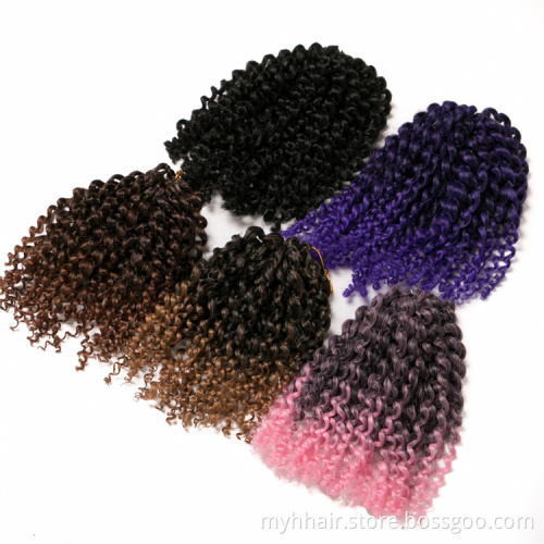 Short 90g/piece 8 Inch Synthetic Marley Brown Ombre Braiding Hair Extension Blonde Curly Crochet Afro Kinky Twist Braid